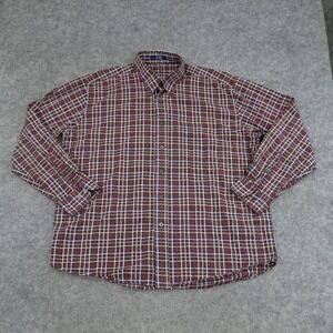 Alan Flusser Button Up Shirt Mens Extra Large XL Brown Long Sleeve Check